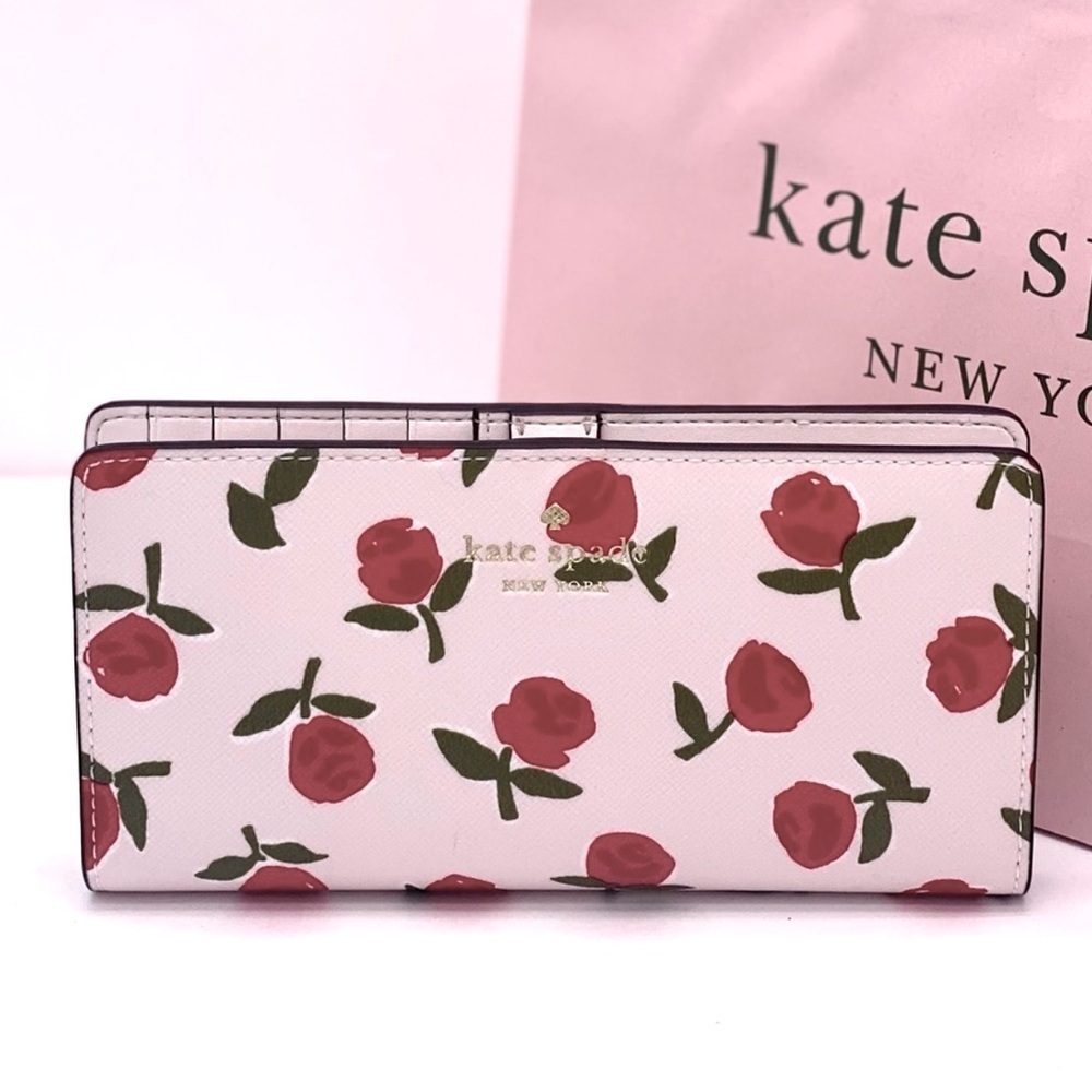 Kate Spade Rose Dana Large Slim Bifold Wallet - Picture 3 of 11